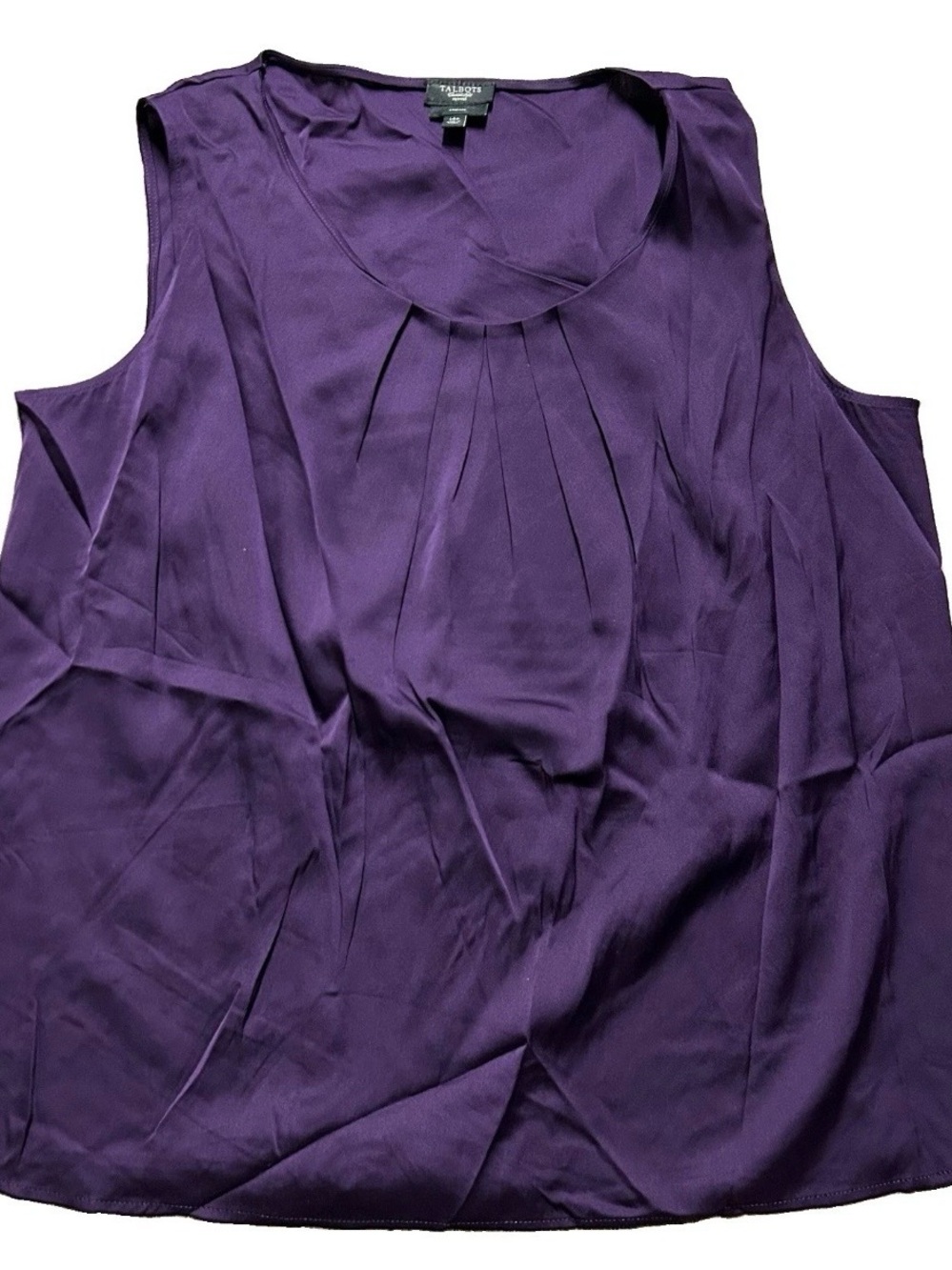 Talbots Purple Pleated Satin Tank Top